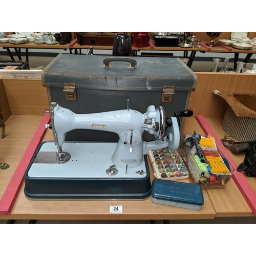 24 - A Jones sewing machine in case