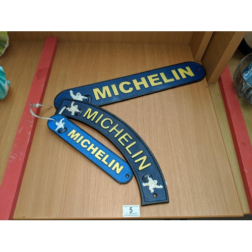 5 - 3 cast iron Michelin signs