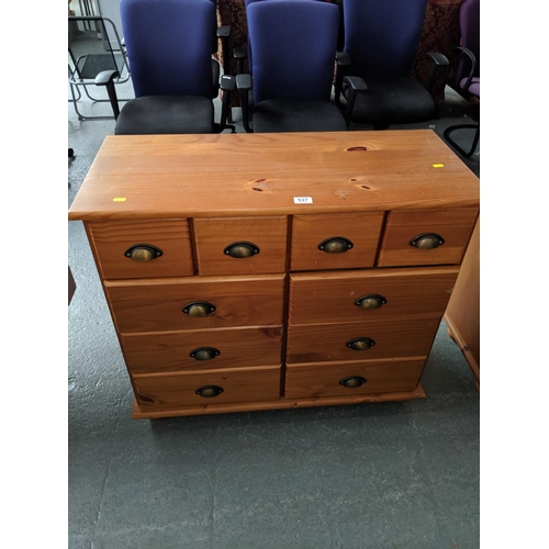 537 - A ten drawer pine chest of drawers