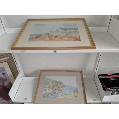 59 - Two original watercolours by Patricia M Howles ( Cardiff artist)