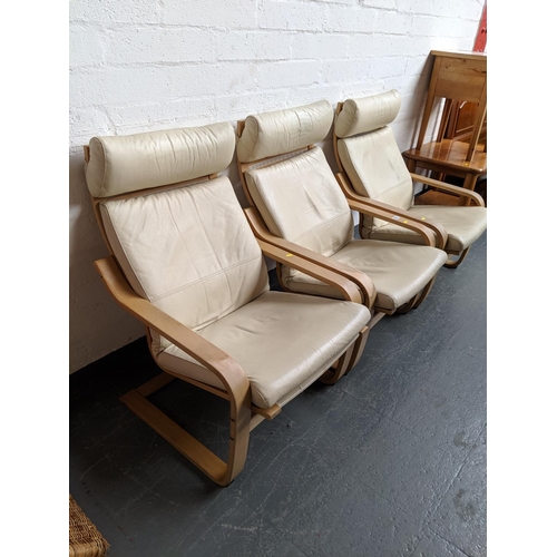 685 - Three leather Ikea chairs