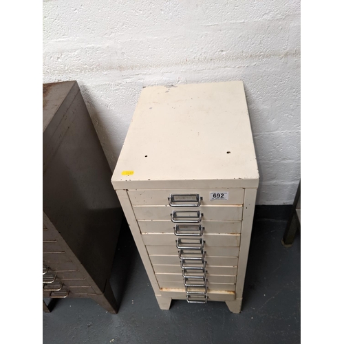 692 - A 10 drawer small metal filing cabinet
