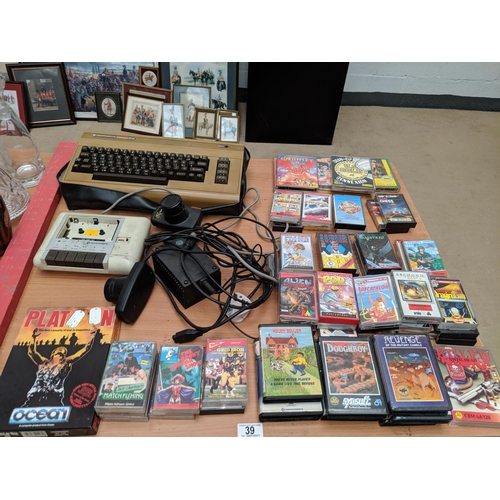 39 - A Commodore 64 with tape deck and cassettes etc.
