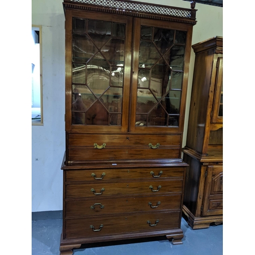 230 - A Georgian , mahogany secretaire bookcase