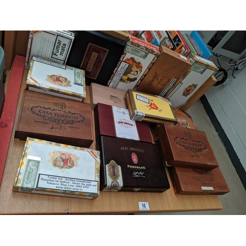 16 - A selection of cuban cigar boxes and other cigar boxes