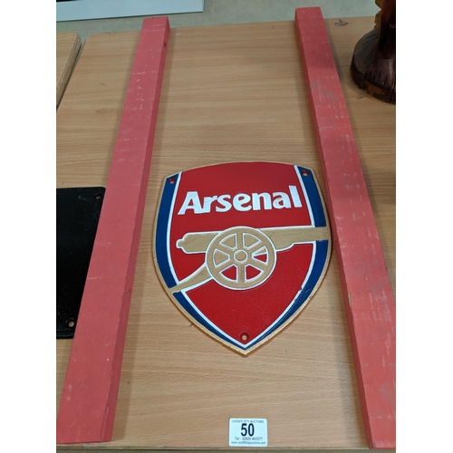 50 - A cast iron Arsenal football plaque