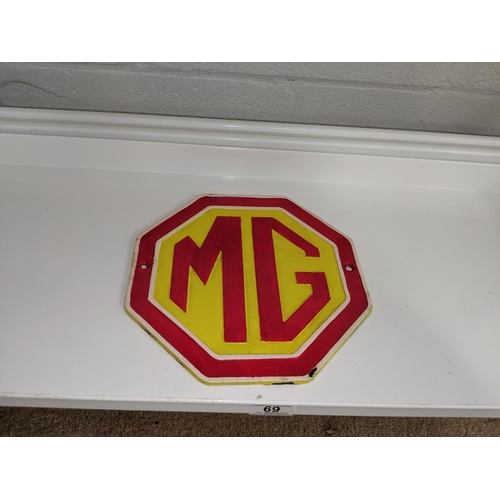 69 - A cast iron MG car wall plaque