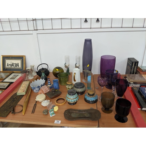 74 - Mixed glass and china items including Royal Doulton etc.