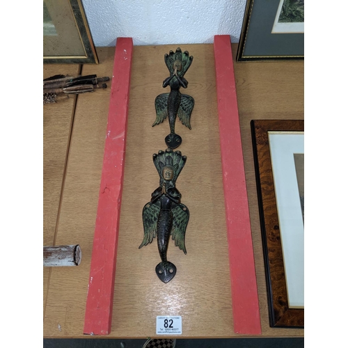 82 - A pair of 19th century- Hindu temple- bronze door handles