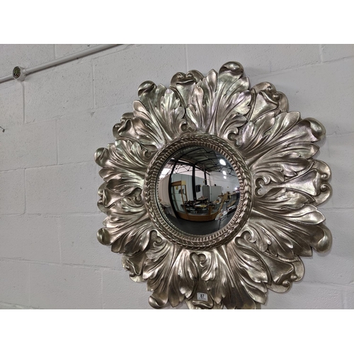 87 - Large circular framed Convex mirror- 860mm diameter