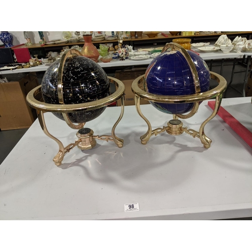 98 - Two gemstone globes- night sky and planets