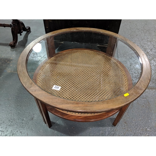 224 - G Plan glass top coffee table