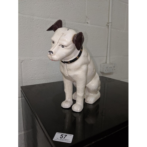 57 - A cast iron large HMV dog bank