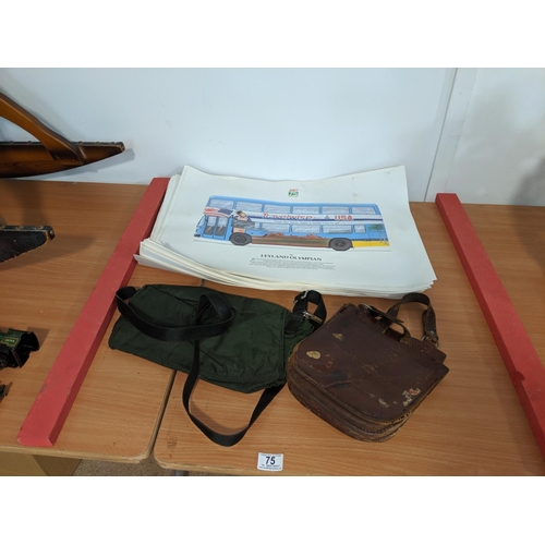 75 - South Wales transport memorabilia including conductor bag and pouch