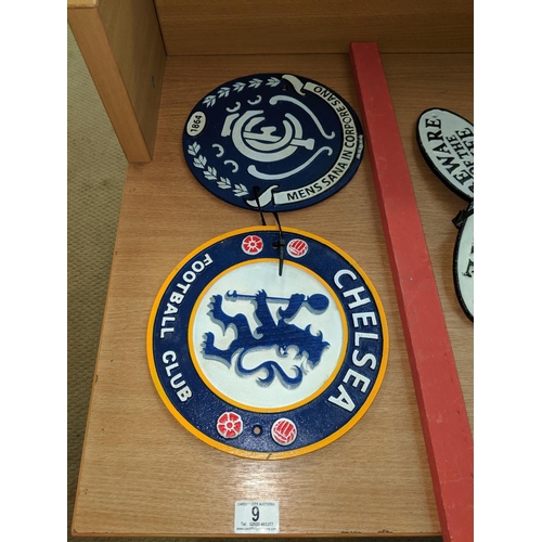 9 - Two cast iron Chelsea F.C plaques