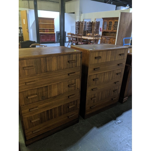 209 - A pair of oak, 6 drawer chest of drawers