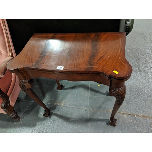 222 - An Edwardian,mahogany card table