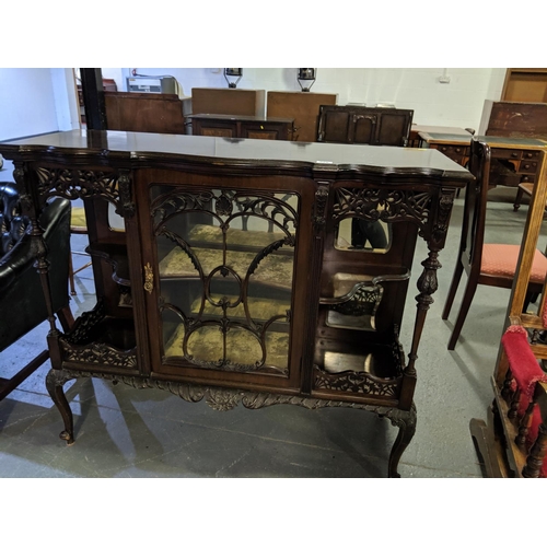 228 - A Victorian, mahogany sideboard/display