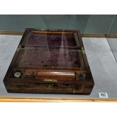 493 - A wooden writing box