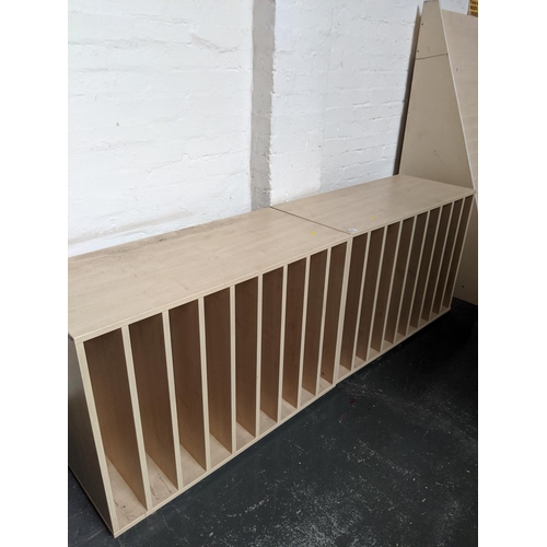 851 - Two wood effect shelving units