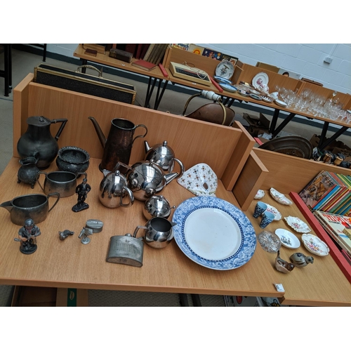 20 - Pewter items, silver plated items etc.