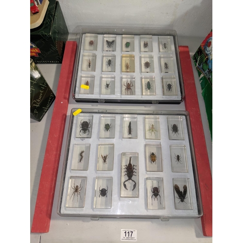 117 - Two display cases of insects set in resin