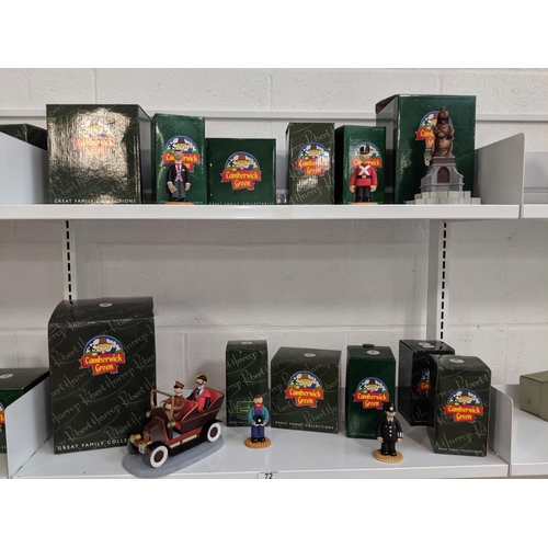 72 - Two shelves containing 12 boxed Robert Harrop Camberwick Green figures including Queen Victoria's St... 