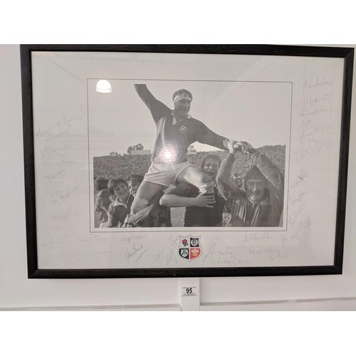 95 - A framed signed Rugby print