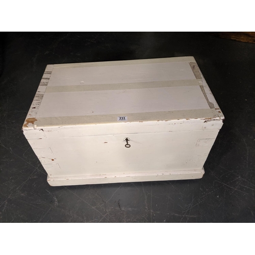 233 - A pine blanket box with internal candle box and drawers