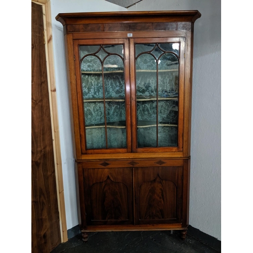 237 - A large glass fronted Victorian, mahogany corner cabinet