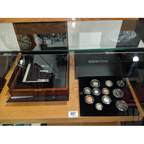 497 - A 2012 Royal Mint premium proof set of 10 coins in hard wooden box with certificate No 0099/3500