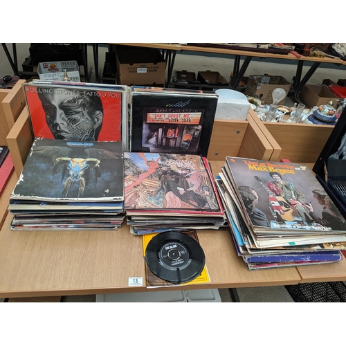 13 - A quantity of vinyl LP's to include Rolling Stones, Kansas, Beatles etc.