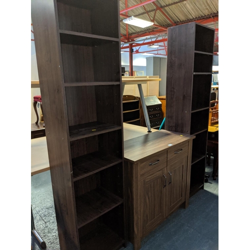 713 - Two modern bookshelves and a sideboard