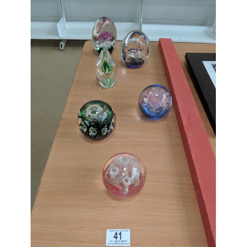 41 - Six glass paperweights