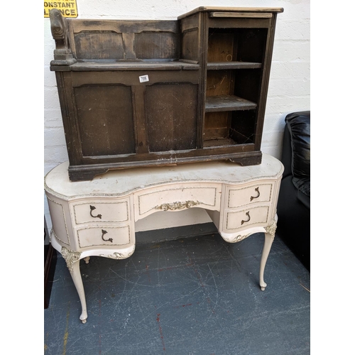 709 - A white dressing table and a telephone seat for restoration