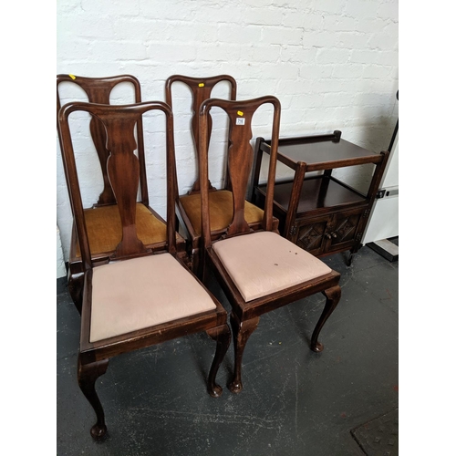 716 - Four dining chairs and a drinks trolley