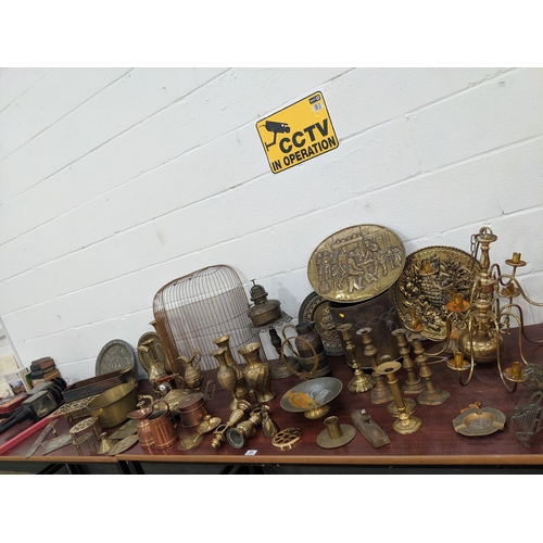 44 - A large quantity of brass and copper ware etc.