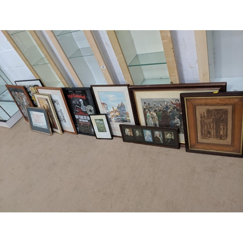 49 - Pictures and prints including Phil Campbell framed poster etc.