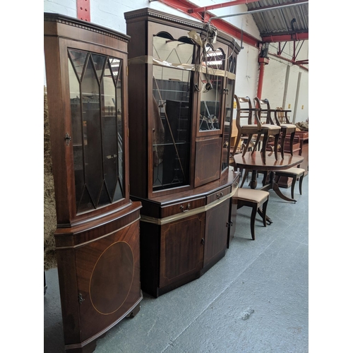 541 - An extending dining table and six chairs including two carvers, large cabinet with three doors and d... 