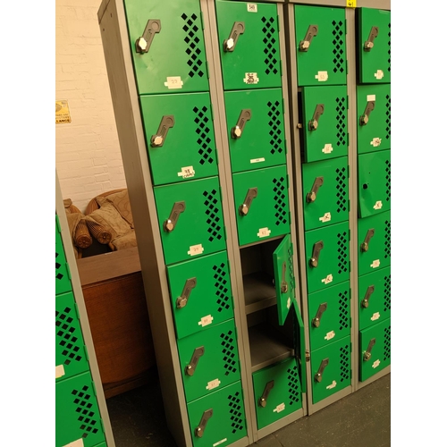 549 - 2 x twelve door green metal lockers