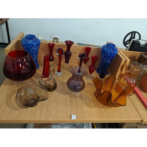 11 - Collection of coloured glass vases