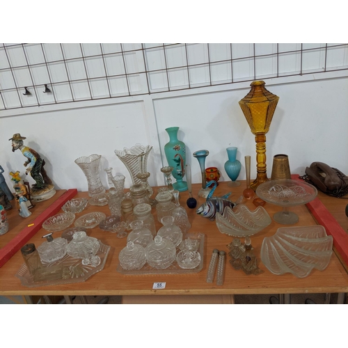 55 - A selection of art glass, crystal, dressing table sets etc.