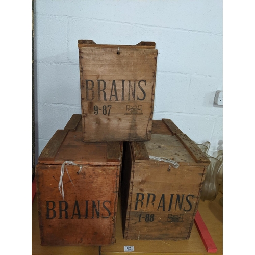 62 - Five S A Brains wooden beer crates
