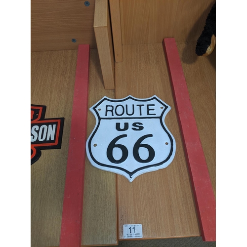 11 - A cast iron Route 66 plaque