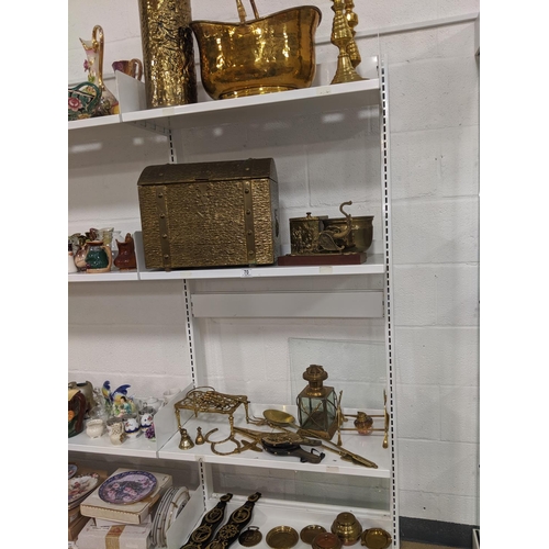 70 - 4 shelves of brass ware
