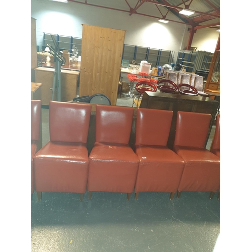 525 - Six red leather chairs