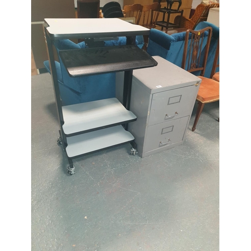 851 - A workshop/industrial computer stand/ trolley and a metal filing cabinet