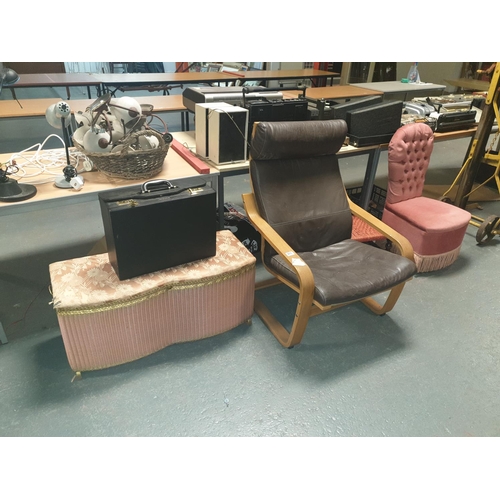 871 - A Lloyd loom style ottoman, armchair, nursing chair, etc