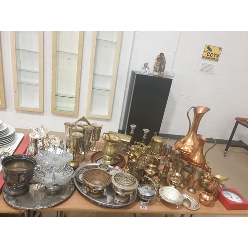 43 - A quantity of metalware - silver plate, brass, copper, etc