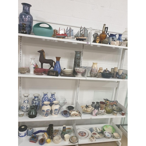 45 - Eight shelves of assorted glass and china